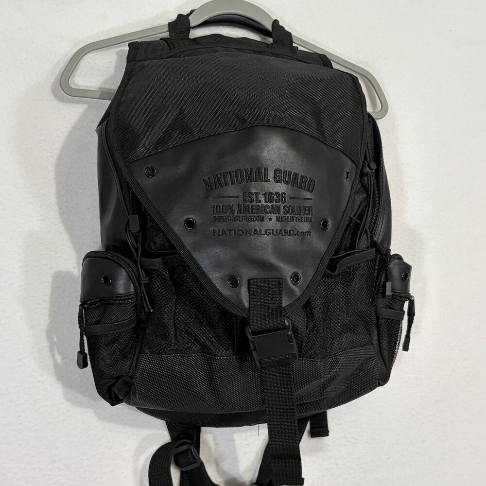 Army National Guard Military Black Tactical Backpack Computer Laptop Bag Leather